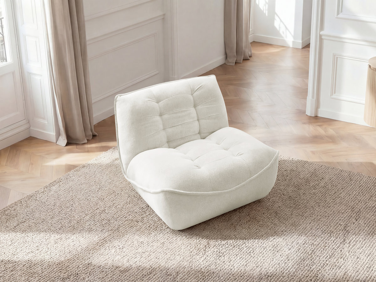 Chauffeuse 1 place pour canapé modulable SERENA chiné blanc — vue 5