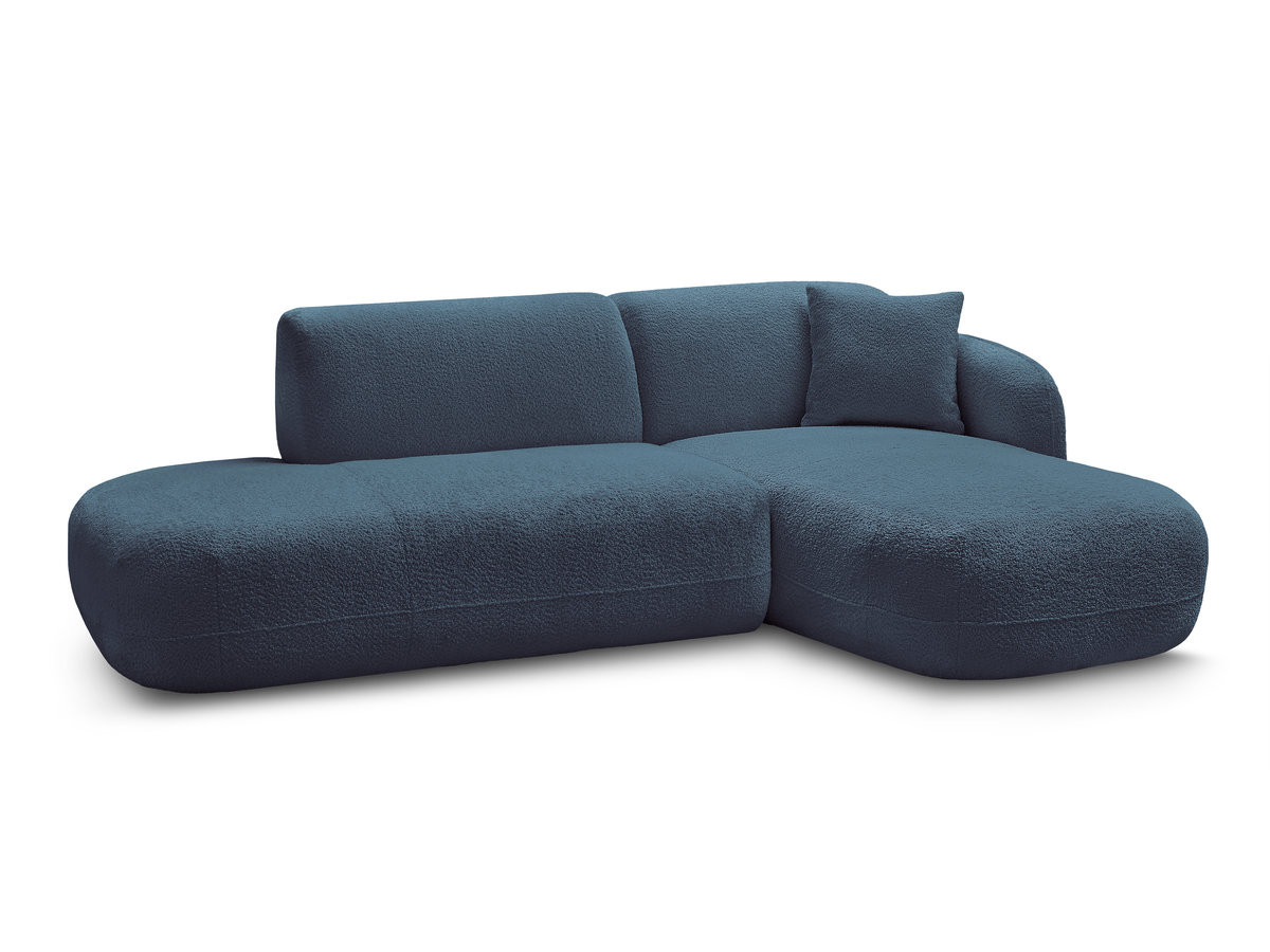 canapé d'angle fixe modulable anda avec 1 méridienne et 1 chauffeuse bout de canapé de couleur bleu clair