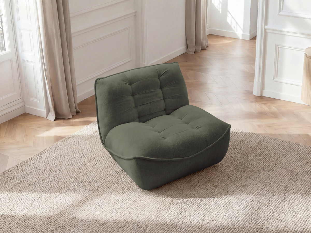 Chauffeuse 1 place pour canapé modulable SERENA chiné vert — vue 5