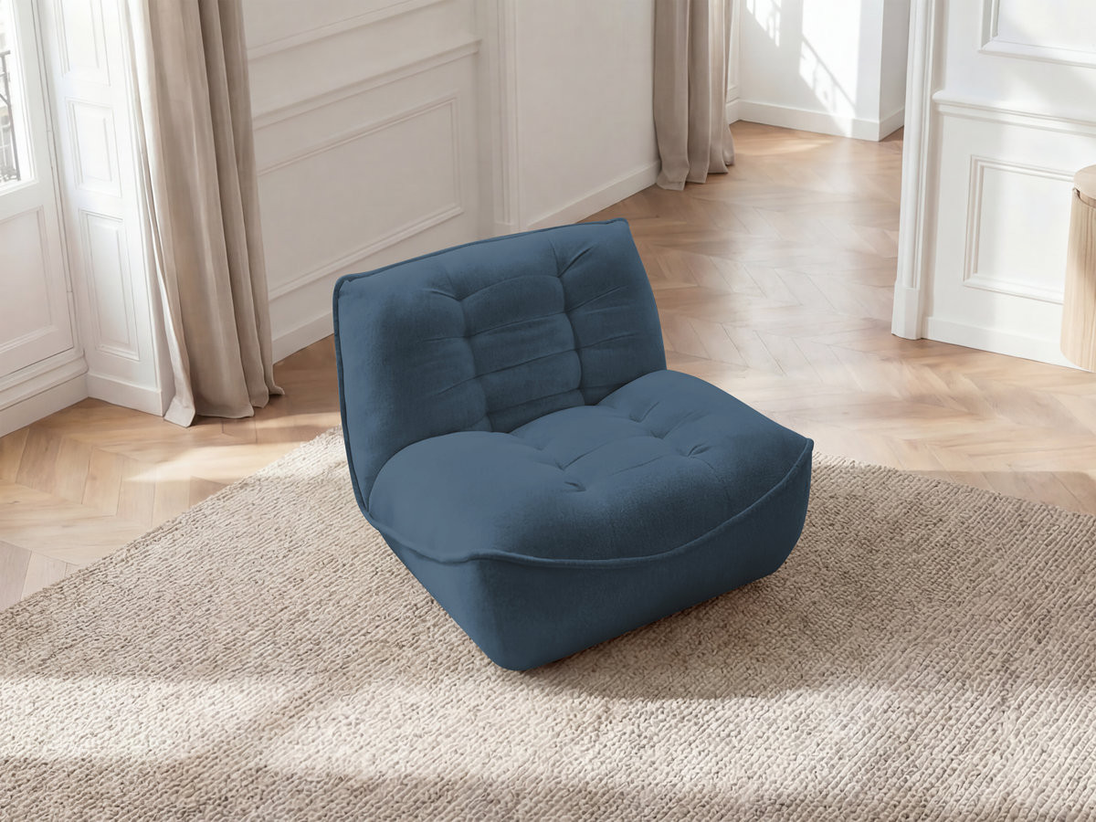 Chauffeuse 1 place pour canapé modulable SERENA chiné bleu — vue 5