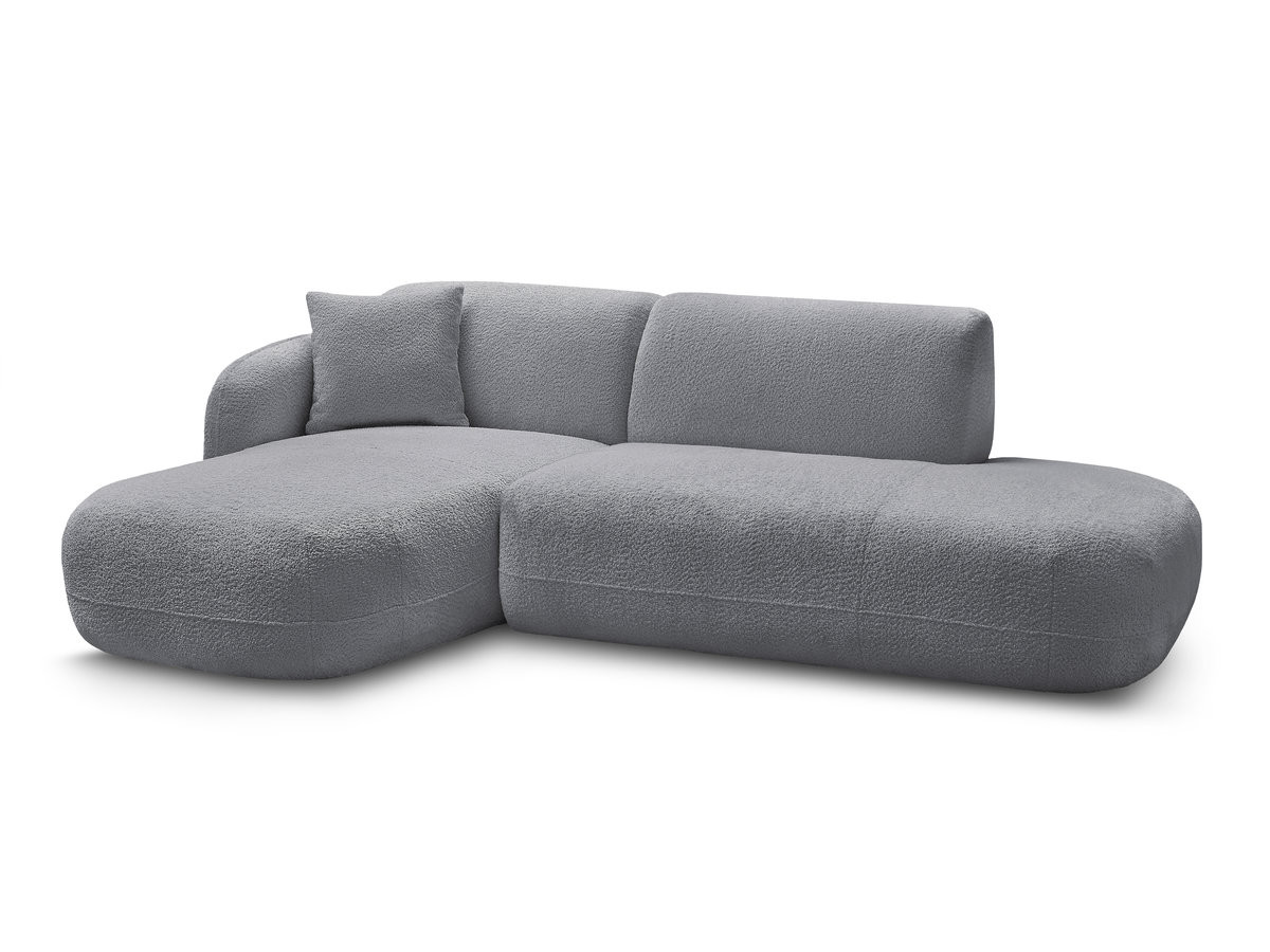 canapé d'angle fixe modulable anda avec 1 méridienne et 1 chauffeuse bout de canapé de couleur gris