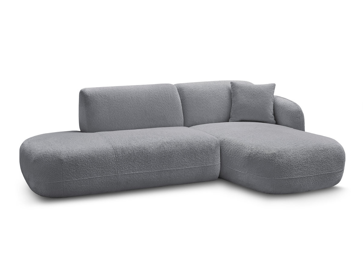 canapé d'angle fixe modulable anda avec 1 méridienne et 1 chauffeuse bout de canapé de couleur gris