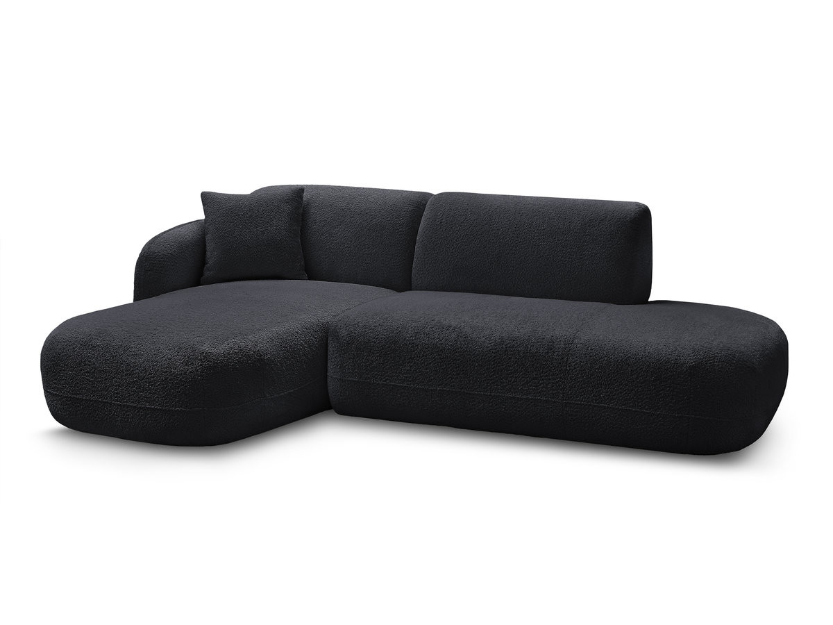 canapé d'angle fixe modulable anda avec 1 méridienne et 1 chauffeuse bout de canapé de couleur noir