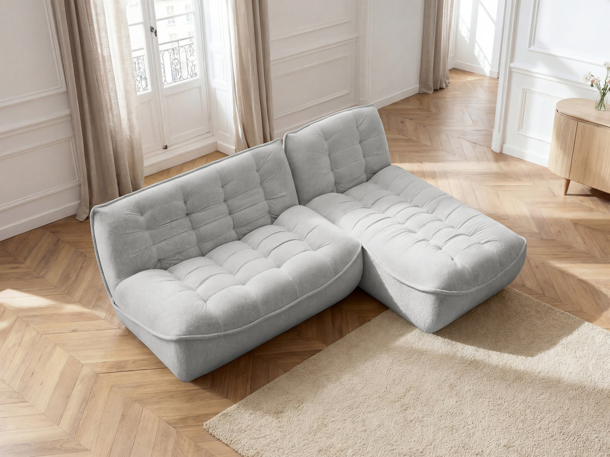 Canapé d'angle modulable SERENA chiné gris clair — vue 5