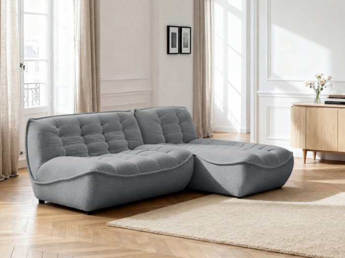 Canapé d'angle fixe modulable SERENA tissu chiné
