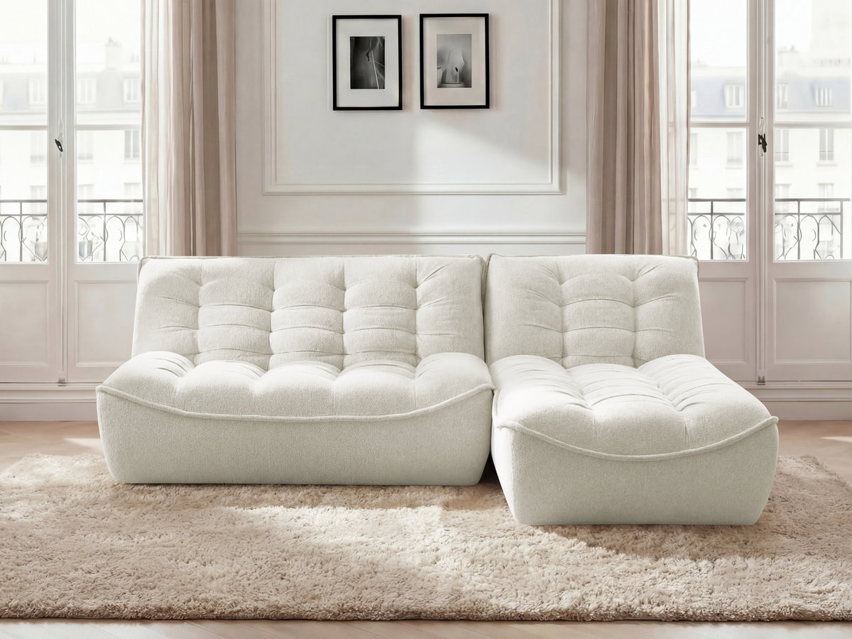 Canapé d'angle modulable SERENA chiné blanc — vue 4