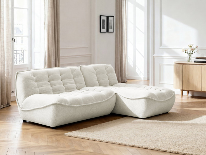 Canapé d'angle fixe modulable SERENA tissu chiné