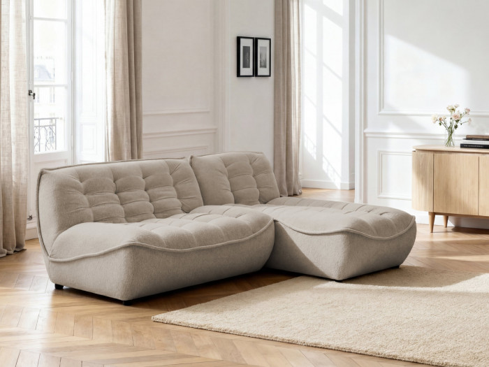 Canapé d'angle fixe modulable SERENA tissu chiné