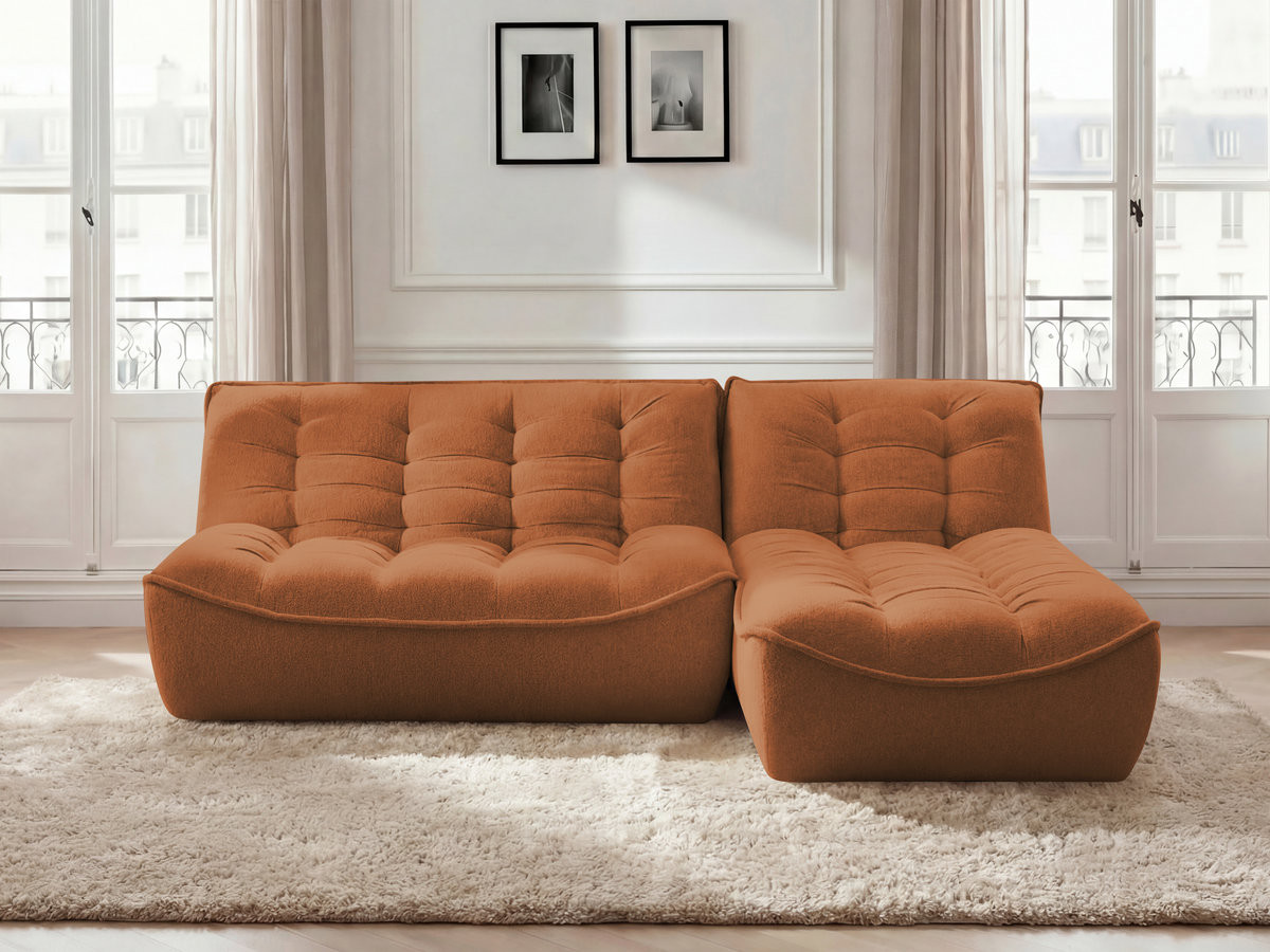 Canapé d'angle modulable SERENA chiné orange — vue 4