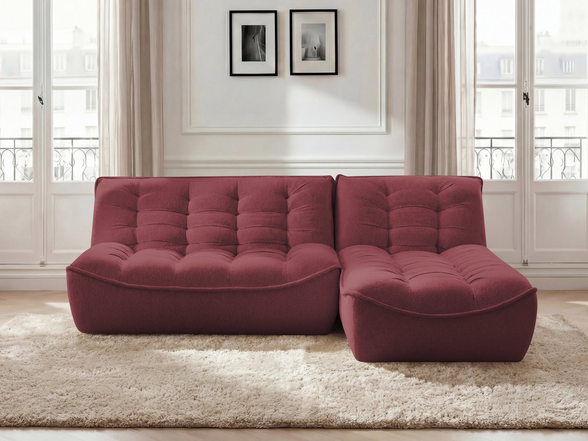 Canapé d'angle modulable SERENA chiné rouge — vue 4