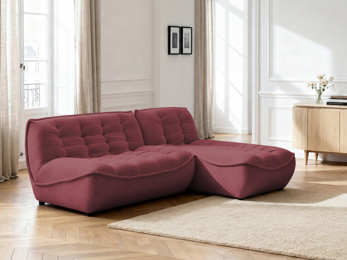 Canapé d'angle modulable SERENA chiné rouge
