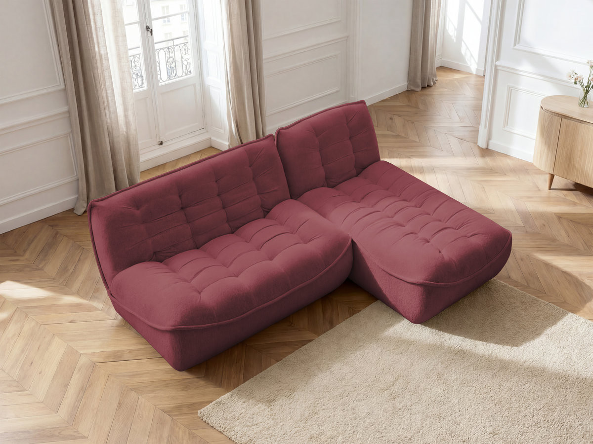 Canapé d'angle modulable SERENA chiné rouge — vue 5