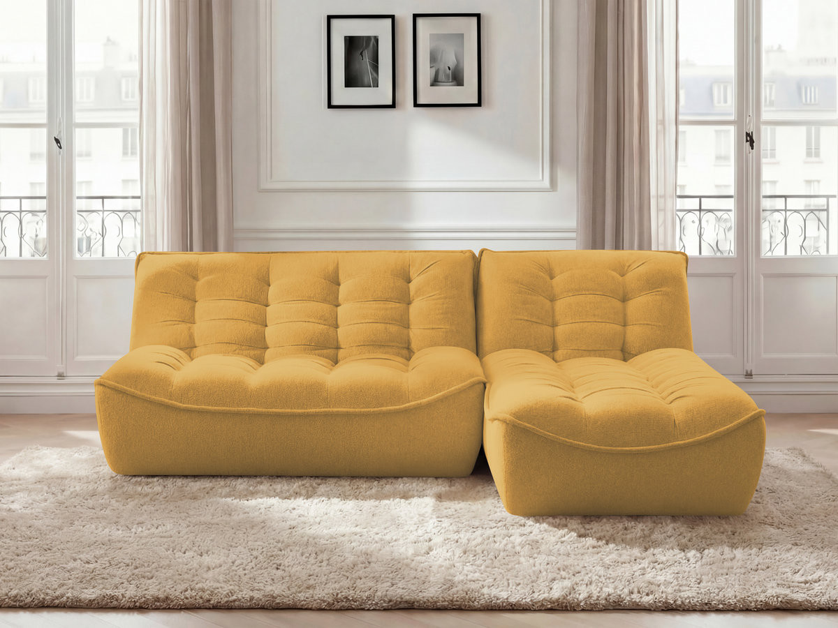 Canapé d'angle modulable SERENA chiné jaune — vue 4