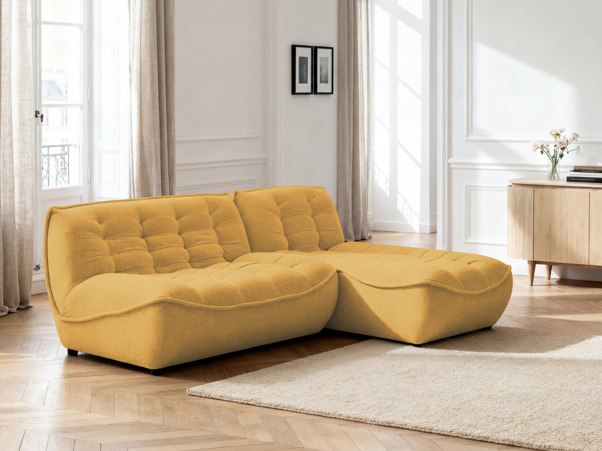 Canapé d'angle modulable SERENA chiné jaune