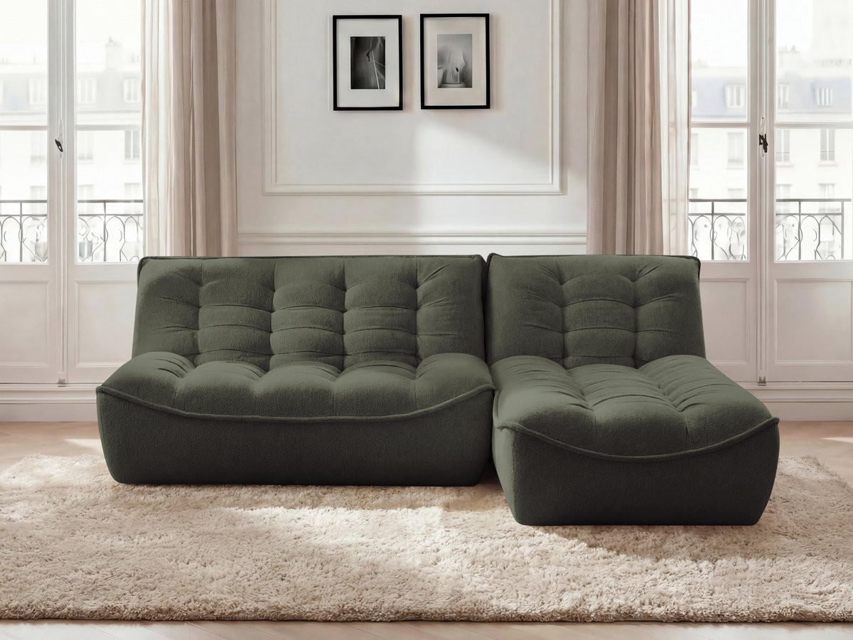 Canapé d'angle modulable SERENA chiné vert — vue 4