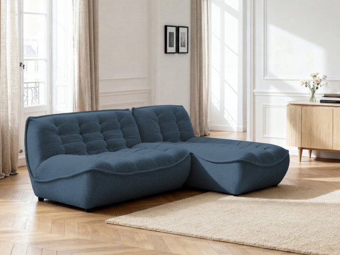Canapé d'angle fixe modulable SERENA tissu chiné