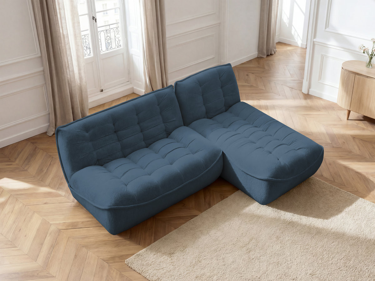 Canapé d'angle modulable SERENA chiné bleu — vue 5