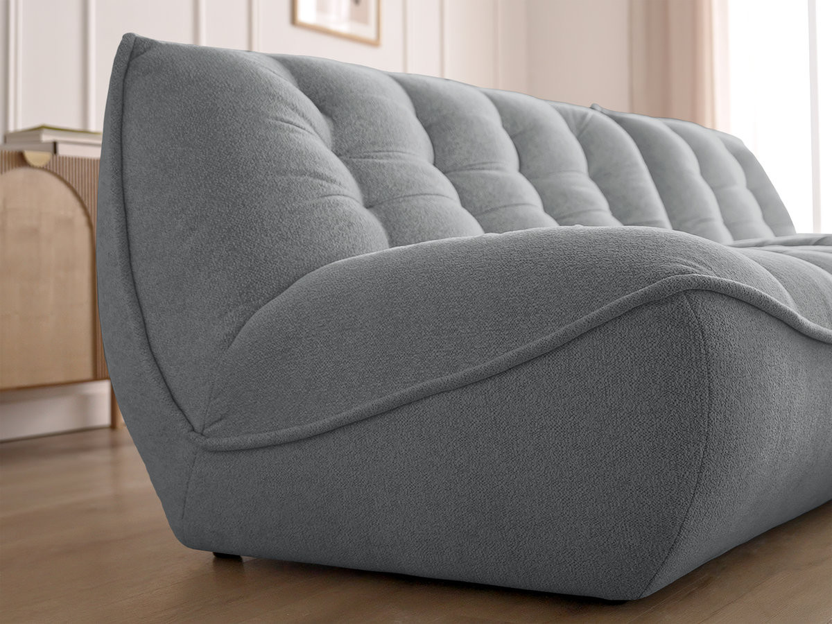 Canapé d'angle fixe modulable SERENA tissu chiné avec pouf