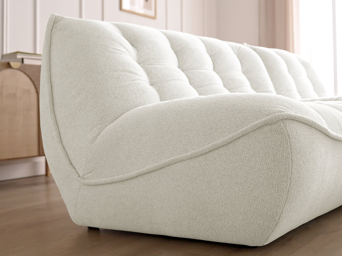 Canapé d'angle fixe modulable SERENA tissu chiné avec pouf