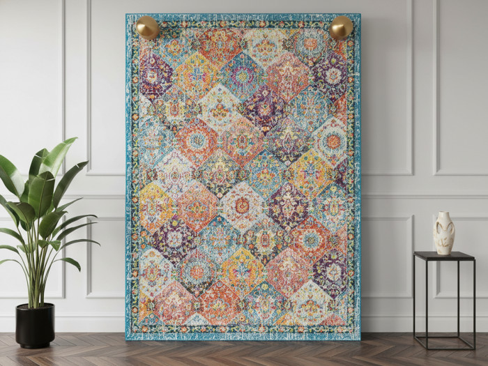 Tapis poils ras MIRA motif vintage