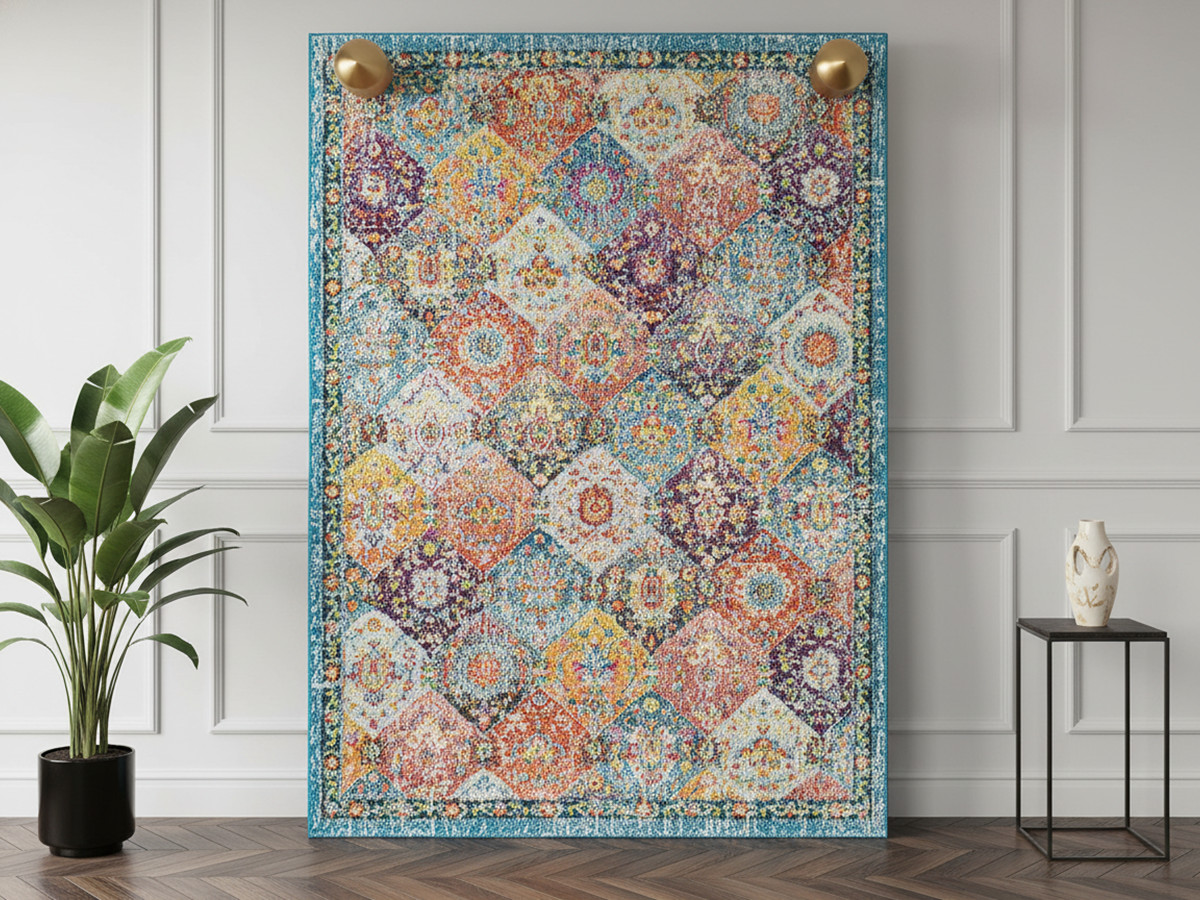 Tapis poils ras MIRA motif vintage