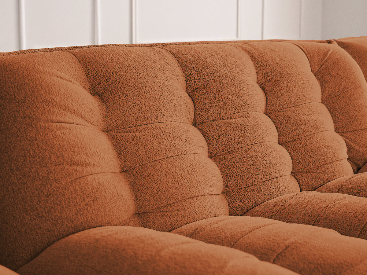 Canapé d'angle fixe modulable SERENA tissu chiné avec pouf