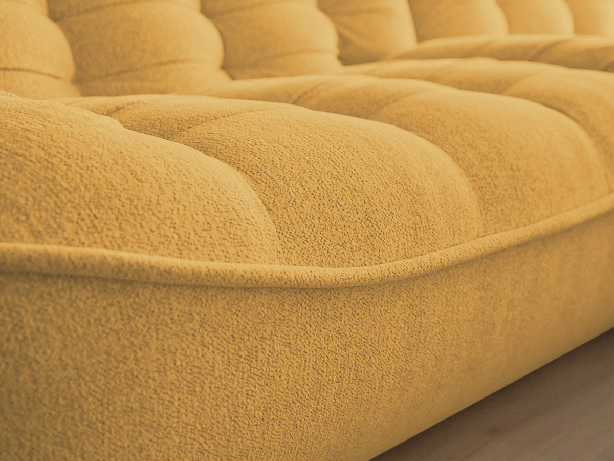 Canapé d'angle fixe modulable SERENA tissu chiné avec pouf