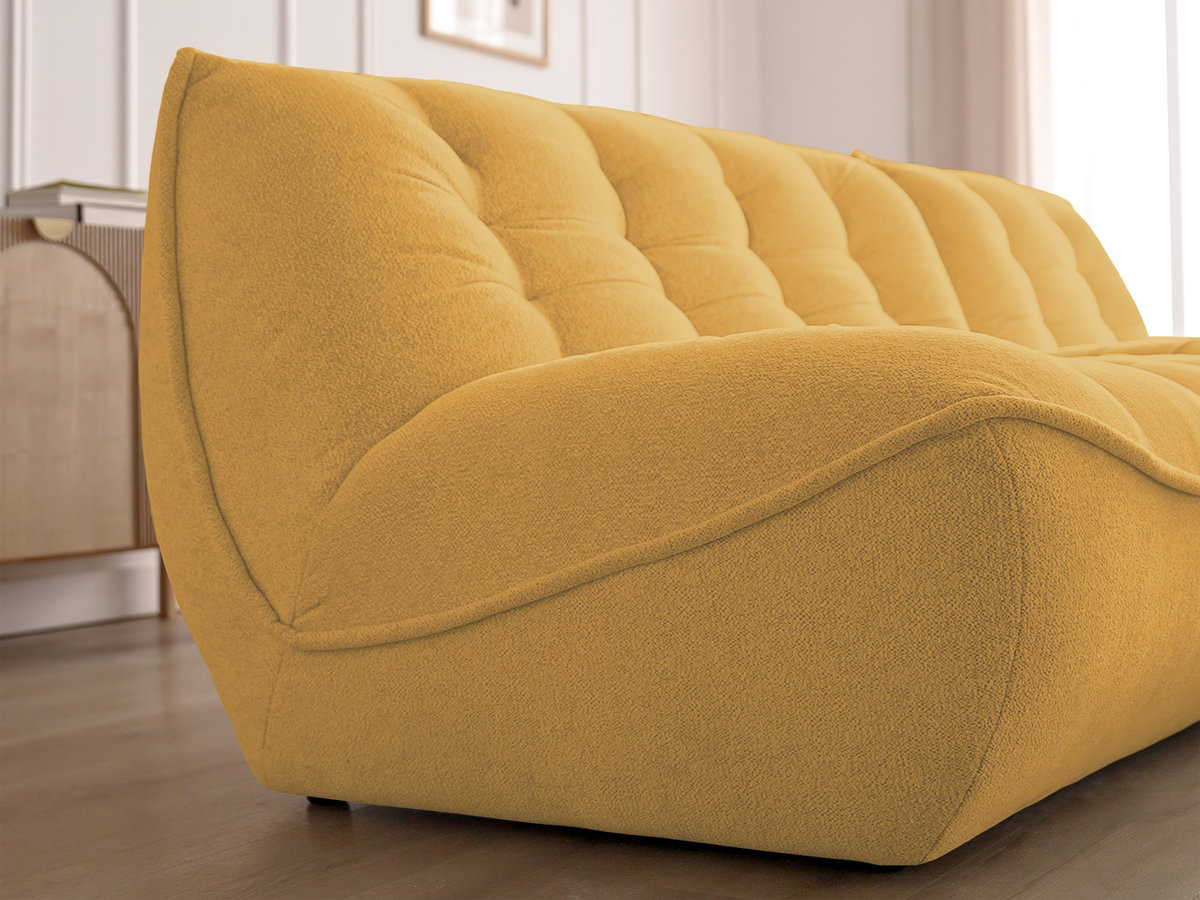 Canapé d'angle fixe modulable SERENA tissu chiné avec pouf