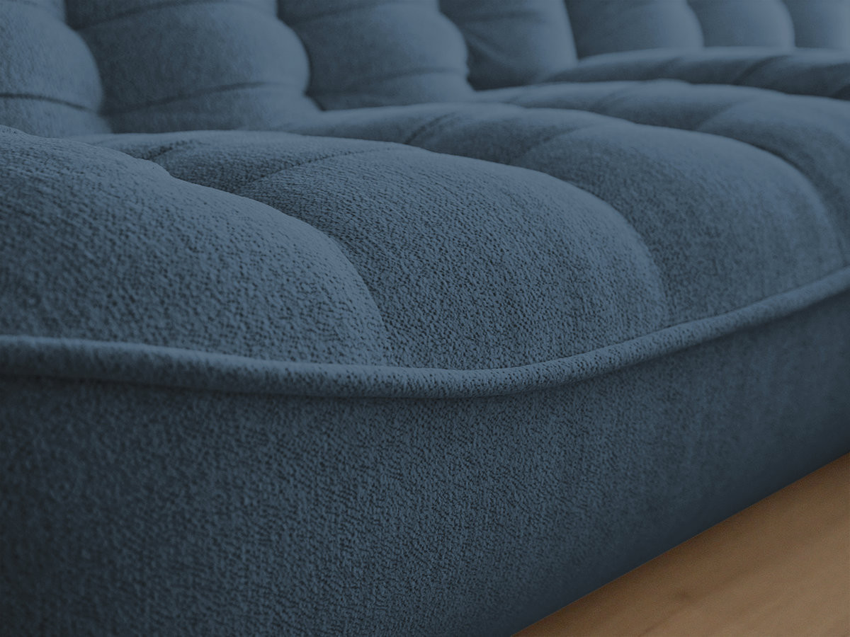 Canapé d'angle fixe modulable SERENA tissu chiné avec pouf