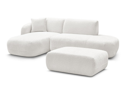 Canapé d'angle fixe modulable ANDA avec 1 méridienne, 1 chauffeuse bout de canapé et 1 pouf