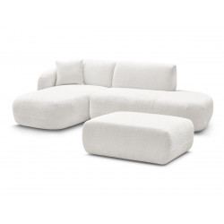 Angle fixe + méridienne + chauffeuse bout de canapé + pouf