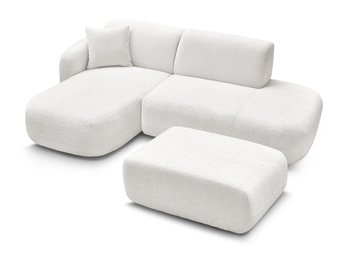 Canapé d'angle fixe modulable ANDA avec 1 méridienne, 1 chauffeuse bout de canapé et 1 pouf
