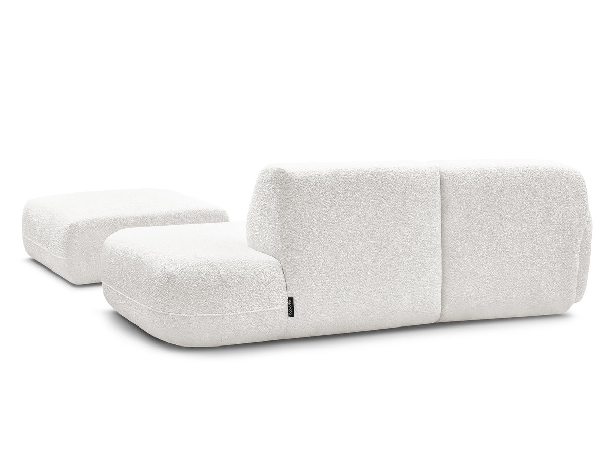 Canapé d'angle fixe modulable ANDA avec 1 méridienne, 1 chauffeuse bout de canapé et 1 pouf