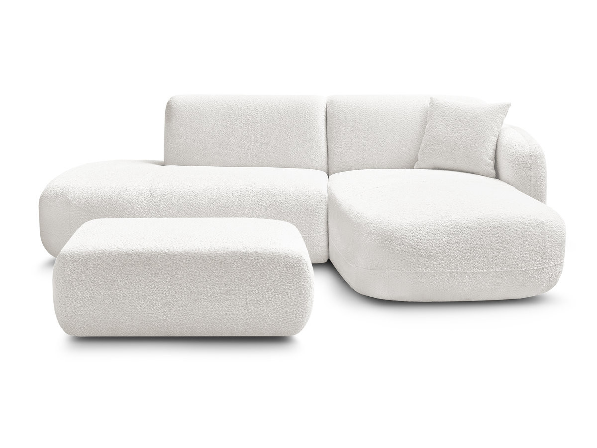 Canapé d'angle fixe modulable ANDA avec 1 méridienne, 1 chauffeuse bout de canapé et 1 pouf
