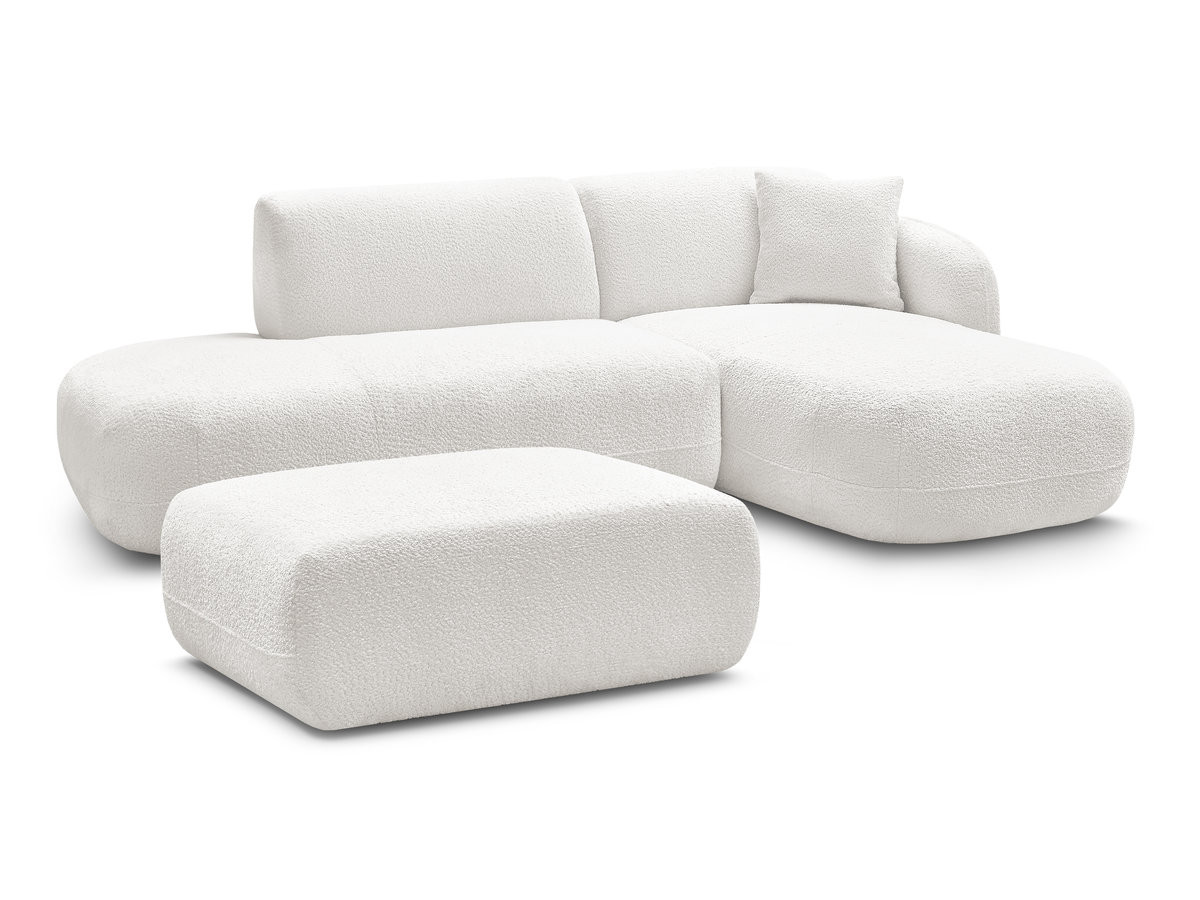 Canapé d'angle fixe modulable ANDA avec 1 méridienne, 1 chauffeuse bout de canapé et 1 pouf