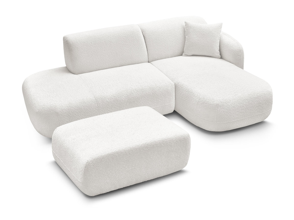 Canapé d'angle fixe modulable ANDA avec 1 méridienne, 1 chauffeuse bout de canapé et 1 pouf