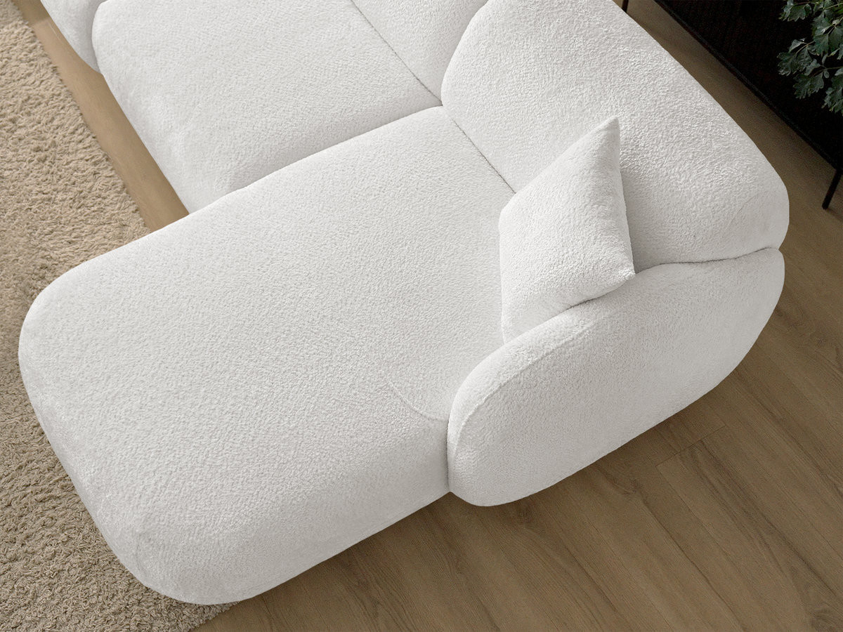 Canapé d'angle fixe modulable ANDA avec 1 méridienne, 1 chauffeuse bout de canapé et 1 pouf