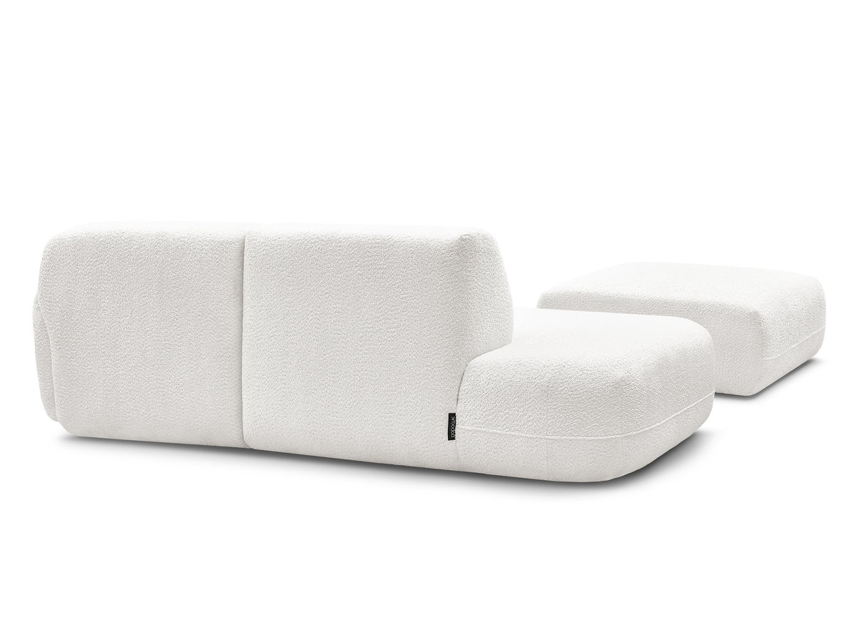 Canapé d'angle fixe modulable ANDA avec 1 méridienne, 1 chauffeuse bout de canapé et 1 pouf