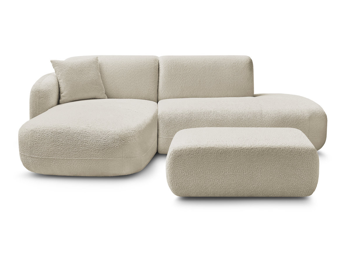 Canapé d'angle fixe modulable ANDA avec 1 méridienne, 1 chauffeuse bout de canapé et 1 pouf