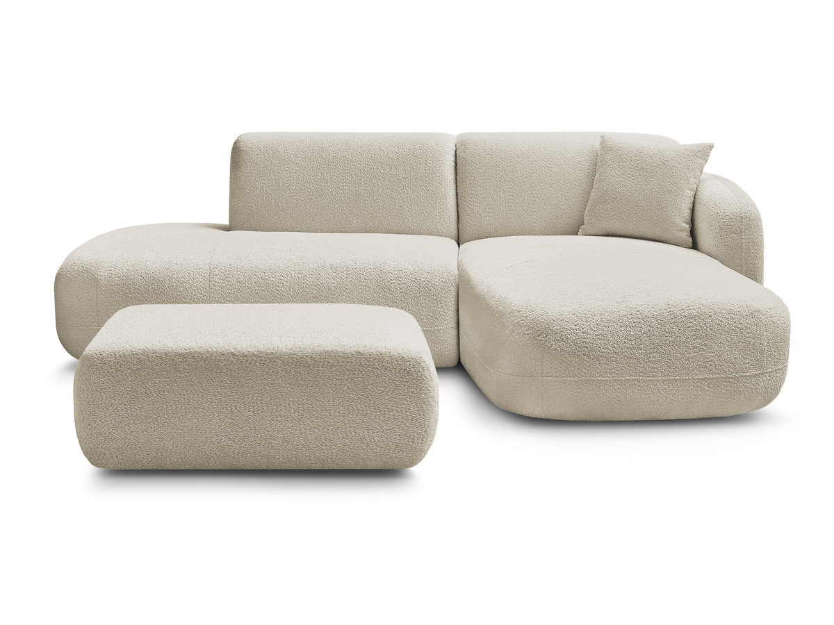 Canapé d'angle fixe modulable ANDA avec 1 méridienne, 1 chauffeuse bout de canapé et 1 pouf