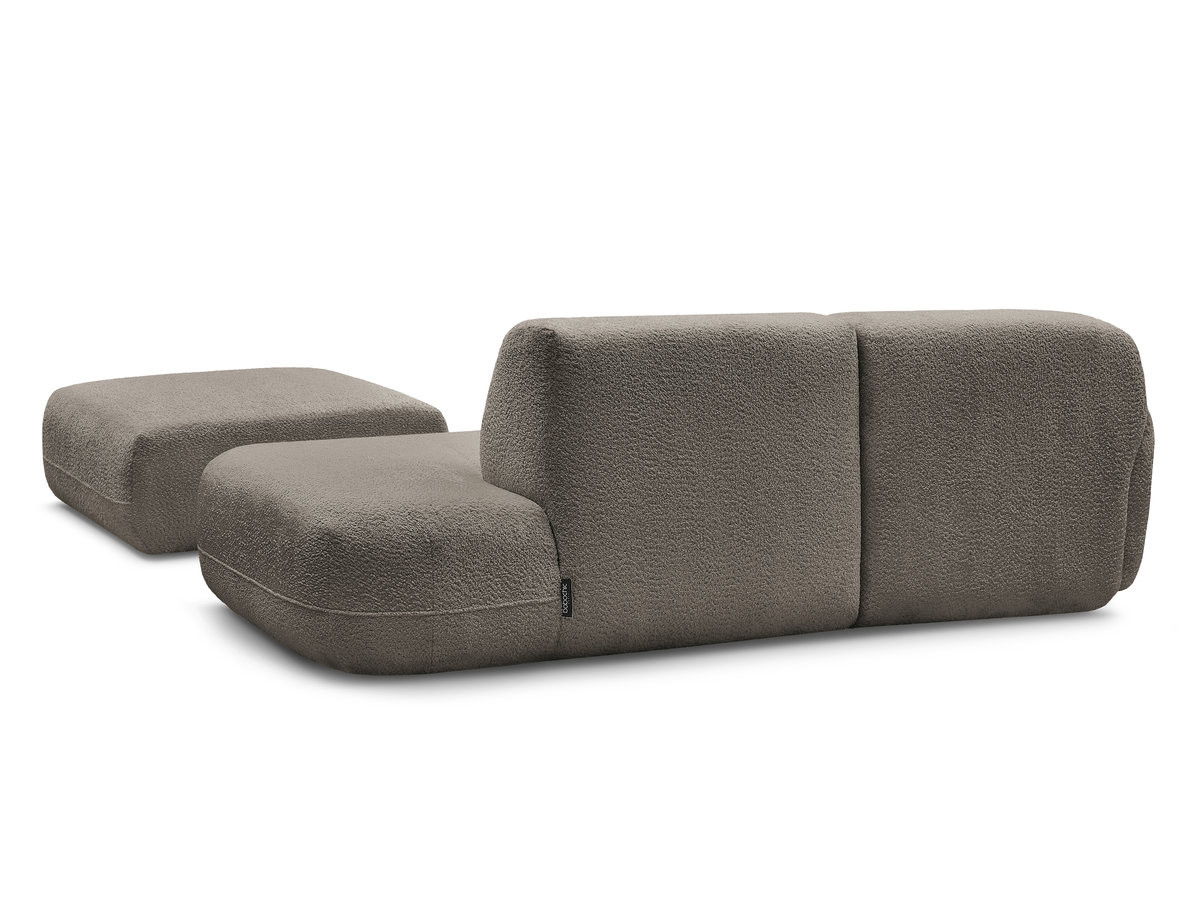 Canapé d'angle fixe modulable ANDA avec 1 méridienne, 1 chauffeuse bout de canapé et 1 pouf