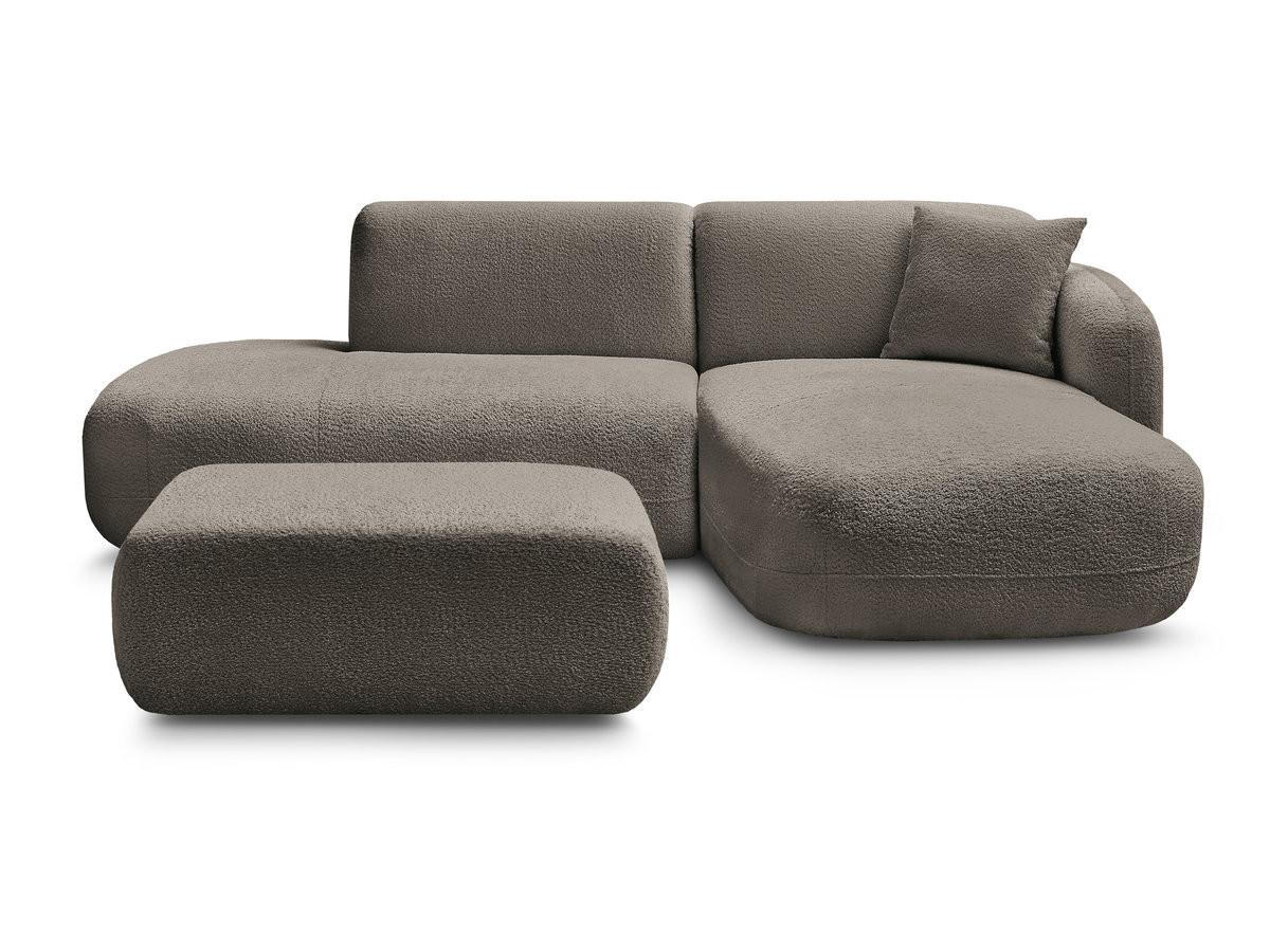 Canapé d'angle fixe modulable ANDA avec 1 méridienne, 1 chauffeuse bout de canapé et 1 pouf