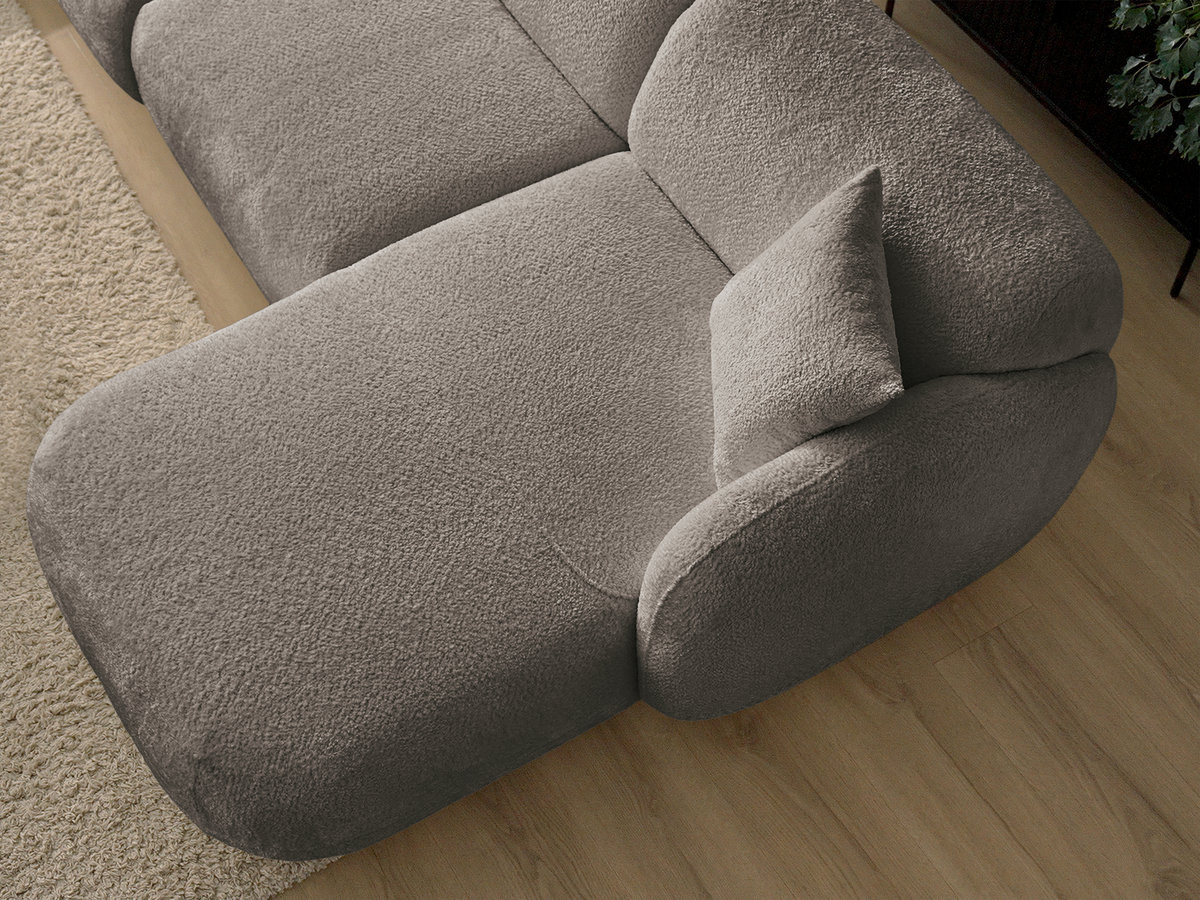 Canapé d'angle fixe modulable ANDA avec 1 méridienne, 1 chauffeuse bout de canapé et 1 pouf