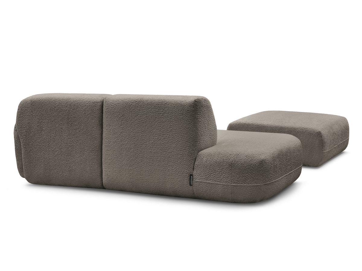 Canapé d'angle fixe modulable ANDA avec 1 méridienne, 1 chauffeuse bout de canapé et 1 pouf