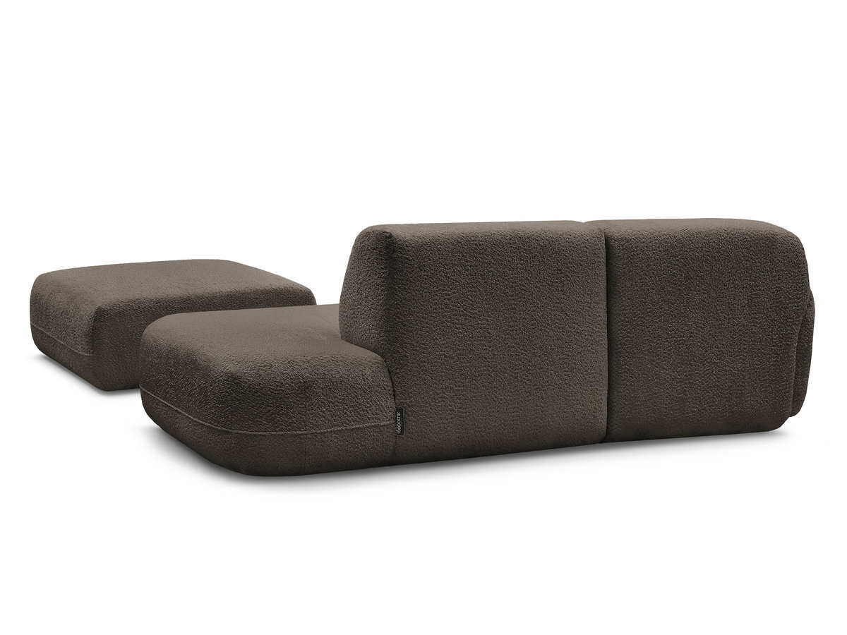 Canapé d'angle fixe modulable ANDA avec 1 méridienne, 1 chauffeuse bout de canapé et 1 pouf