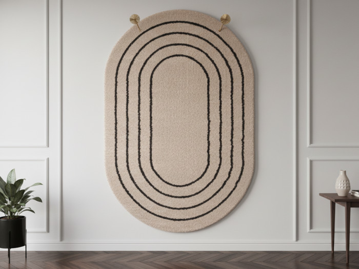 Tapis poils long YUNA motif abstrait