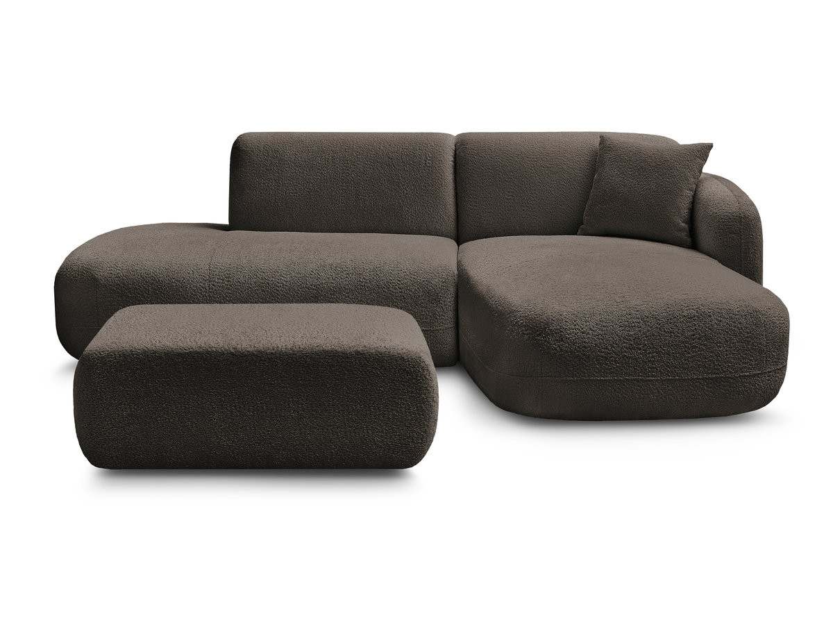 Canapé d'angle fixe modulable ANDA avec 1 méridienne, 1 chauffeuse bout de canapé et 1 pouf