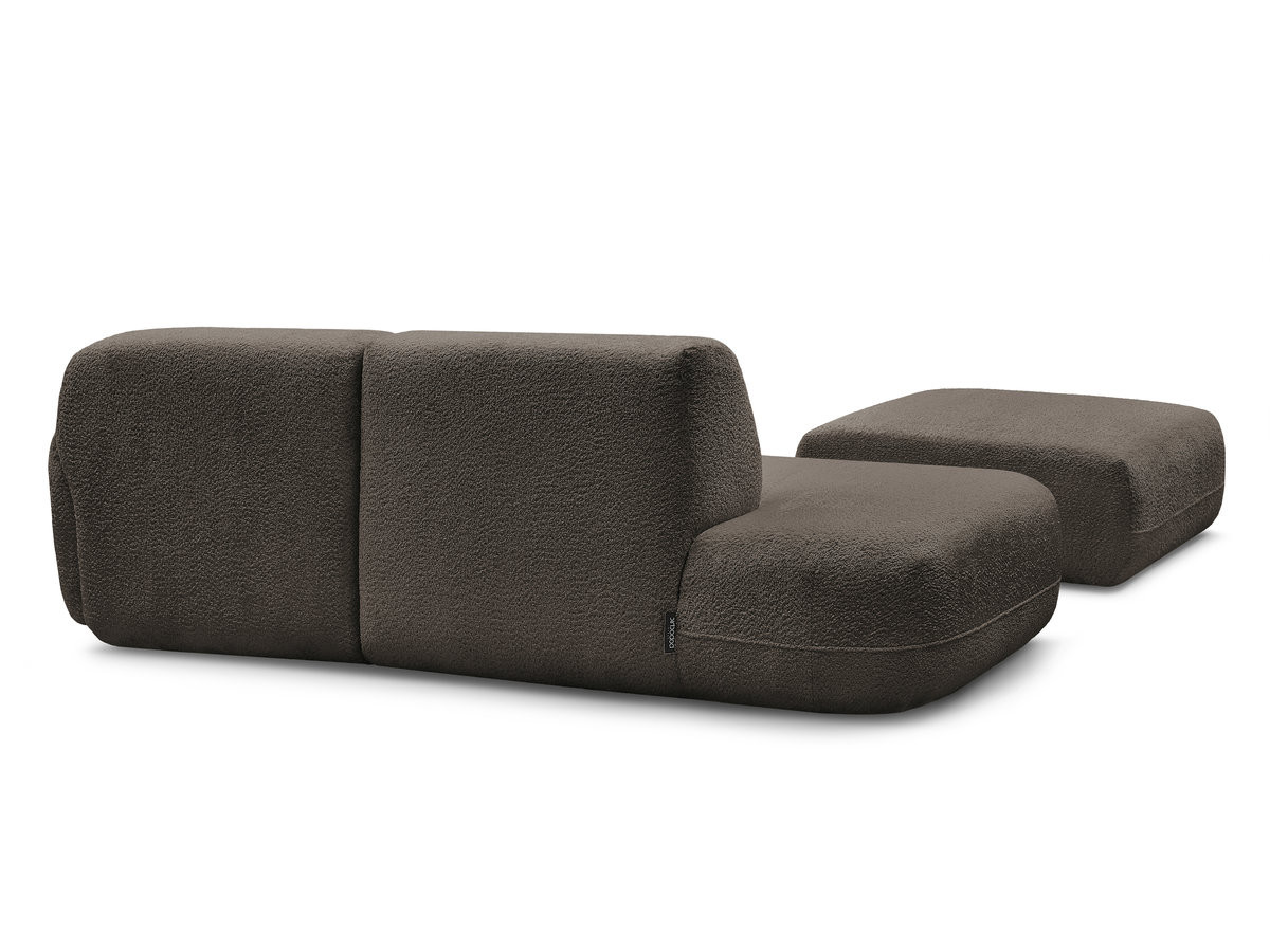 Canapé d'angle fixe modulable ANDA avec 1 méridienne, 1 chauffeuse bout de canapé et 1 pouf