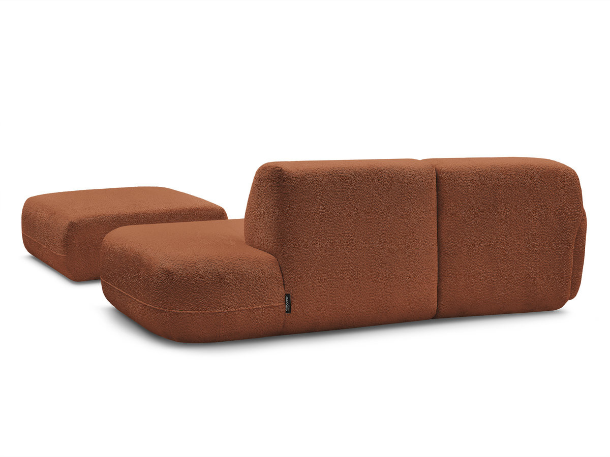 Canapé d'angle fixe modulable ANDA avec 1 méridienne, 1 chauffeuse bout de canapé et 1 pouf