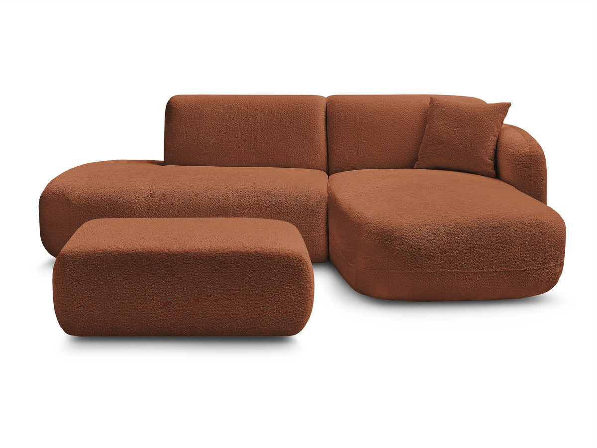 Canapé d'angle fixe modulable ANDA avec 1 méridienne, 1 chauffeuse bout de canapé et 1 pouf